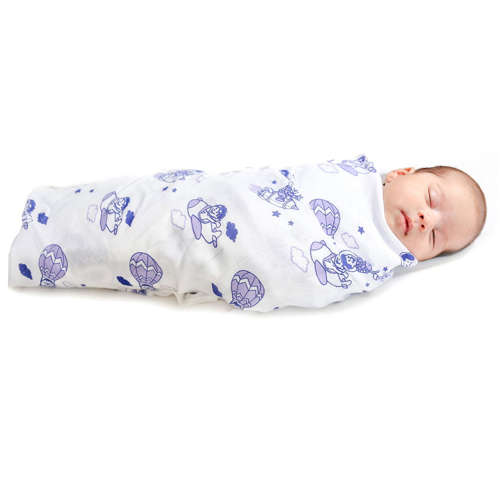 Kaarpas Premium Organic Cotton Muslin Baby Wrap Swaddle with Sky Theme of Parachute - Tinycubs - 