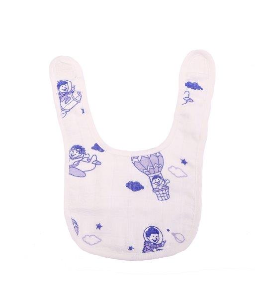 Kaarpas Premium Organic Cotton Muslin Bibs with Sky Theme of Sun, Moon and Parachute, Pack of 3 - Tinycubs - 