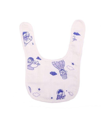 Kaarpas Premium Organic Cotton Muslin Bibs with Sky Theme of Sun, Moon and Parachute, Pack of 3 - Tinycubs - 
