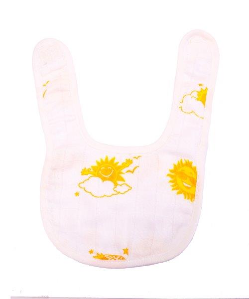 Kaarpas Premium Organic Cotton Muslin Bibs with Sky Theme of Sun, Moon and Parachute, Pack of 3 - Tinycubs - 