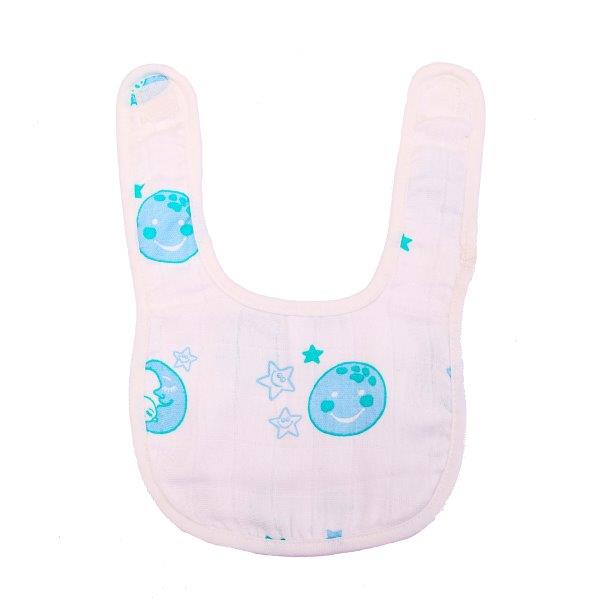 Kaarpas Premium Organic Cotton Muslin Bibs with Sky Theme of Sun, Moon and Parachute, Pack of 3 - Tinycubs - 