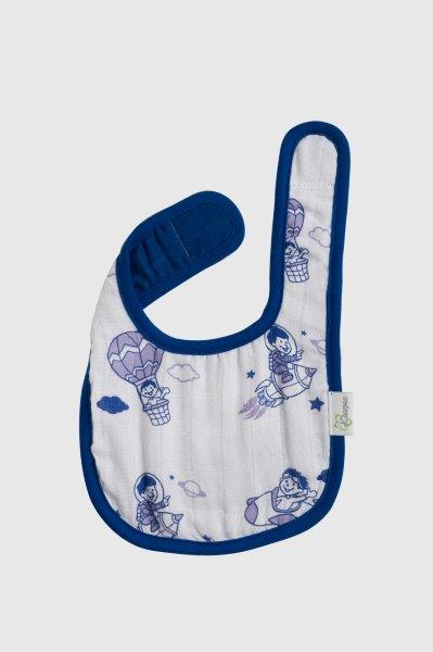 Kaarpas Premium Organic Cotton Muslin Bibs with Sky Theme of Sun, Moon and Parachute, Pack of 3 - Tinycubs - 