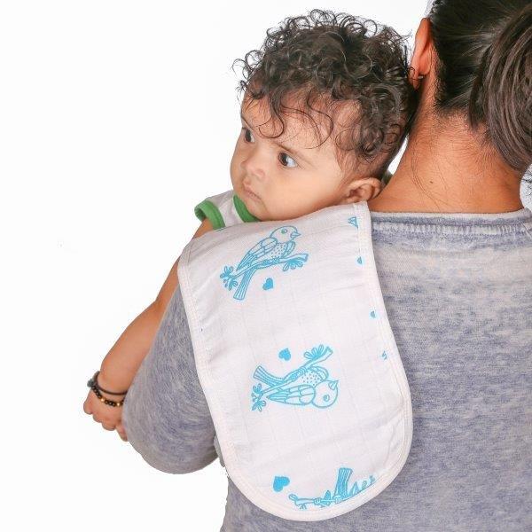Kaarpas Premium Organic Cotton Muslin Burp Wash Cloth with Adorable Animal of Monkey, Elephant, Sparrow, Pack of 3 - Tinycubs - 