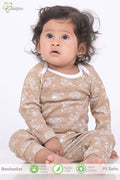 Kaarpas organic cotton 2-piece baby PJ set with jumping monkey- Brown - Tinycubs - 