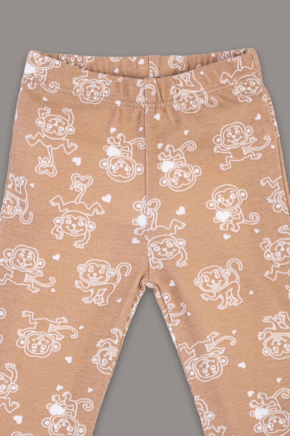 Kaarpas organic cotton 2-piece baby PJ set with jumping monkey- Brown - Tinycubs - 