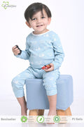 Kaarpas organic cotton 2 piece baby PJ set with bright star and moon - Sky blue - Tinycubs - 