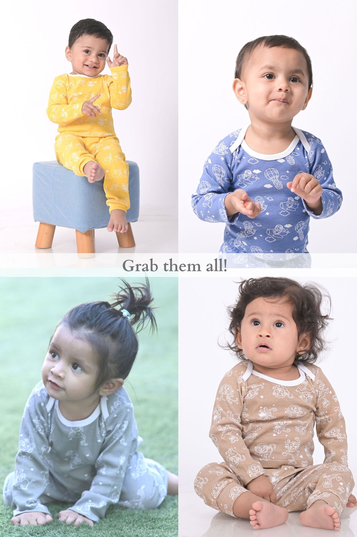 Kaarpas organic cotton 2 piece baby PJ set with bright star and moon - Sky blue - Tinycubs - 