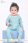 Kaarpas organic cotton 2 piece baby PJ set with chirpy sparrow - Teal - Tinycubs - 