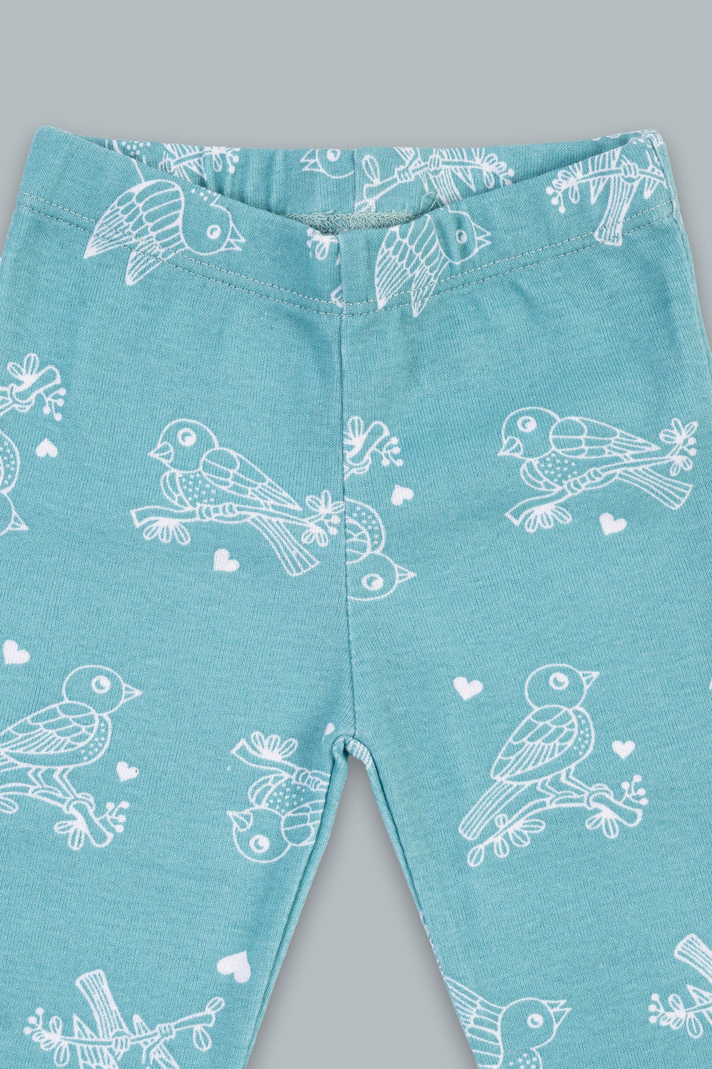 Kaarpas organic cotton 2 piece baby PJ set with chirpy sparrow - Teal - Tinycubs - 