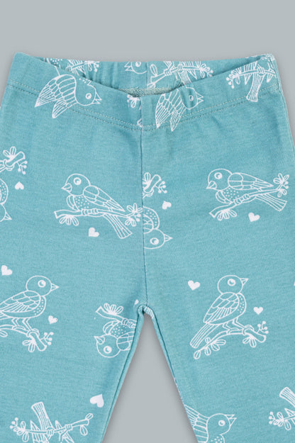 Kaarpas organic cotton 2 piece baby PJ set with chirpy sparrow - Teal - Tinycubs - 