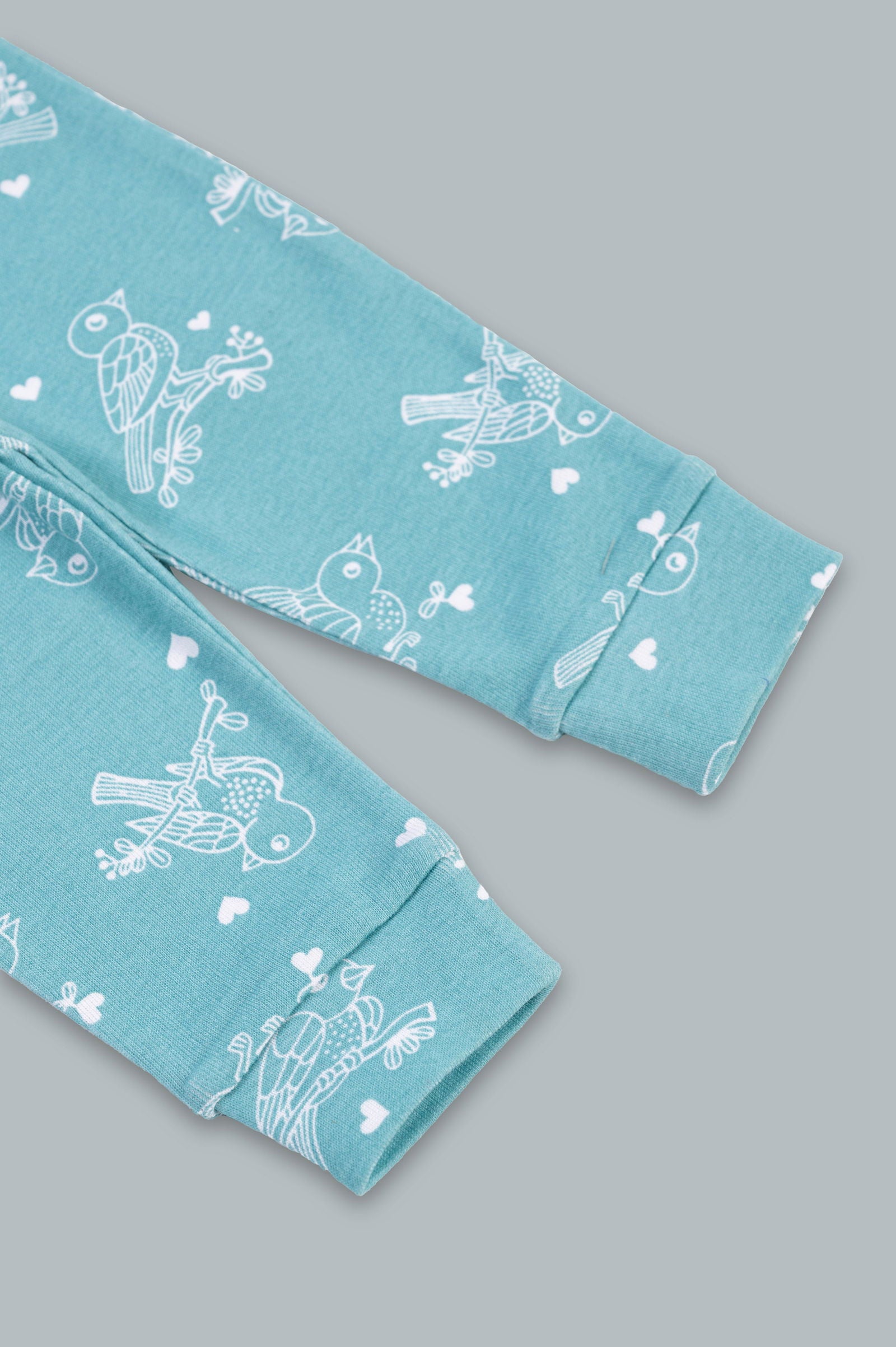 Kaarpas organic cotton 2 piece baby PJ set with chirpy sparrow - Teal - Tinycubs - 