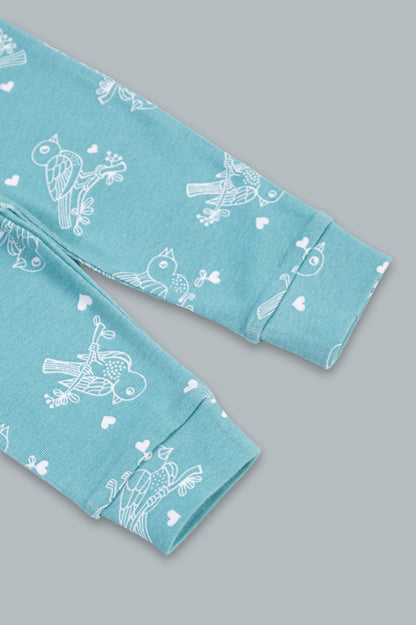 Kaarpas organic cotton 2 piece baby PJ set with chirpy sparrow - Teal - Tinycubs - 