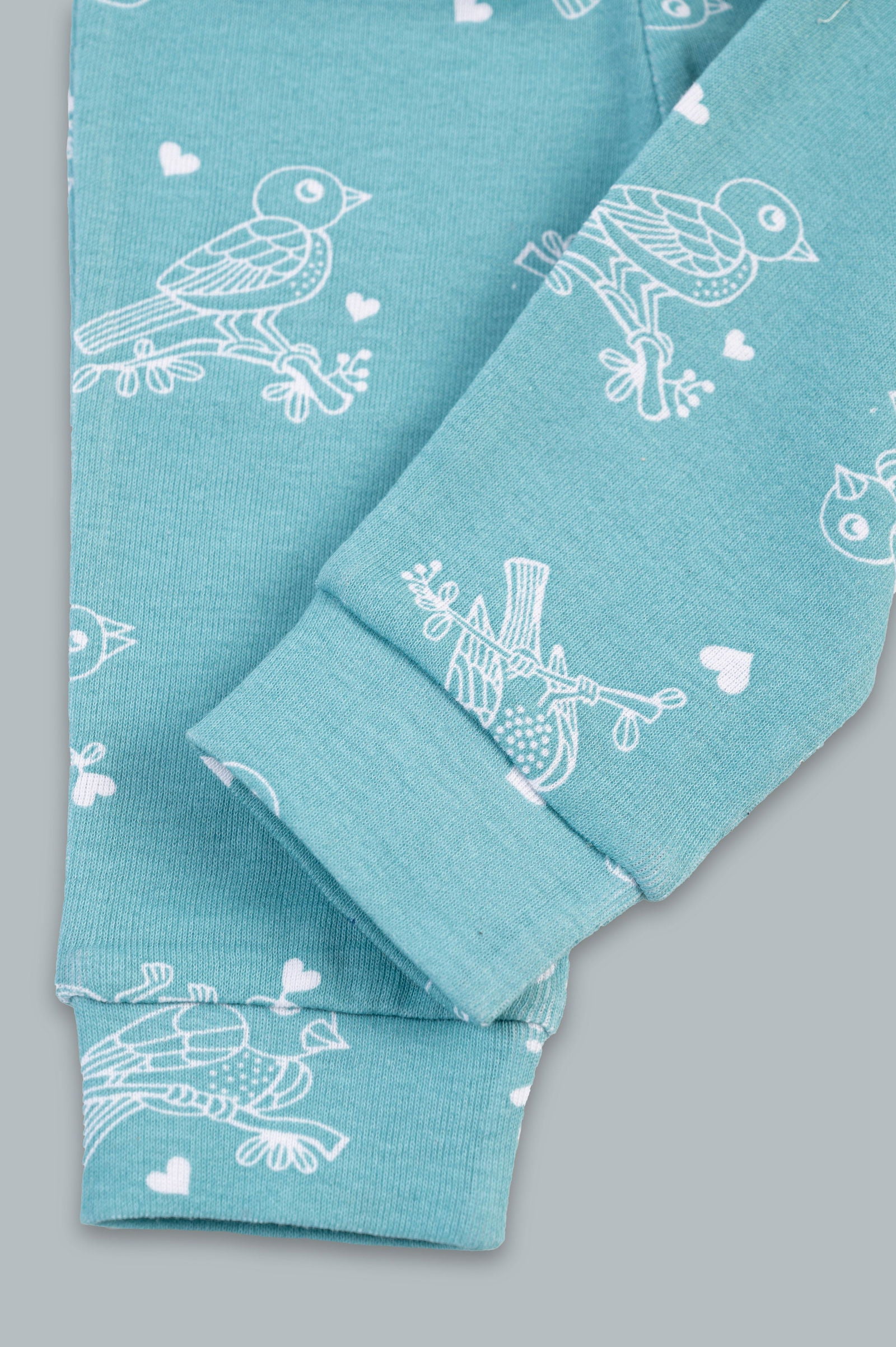Kaarpas organic cotton 2 piece baby PJ set with chirpy sparrow - Teal - Tinycubs - 