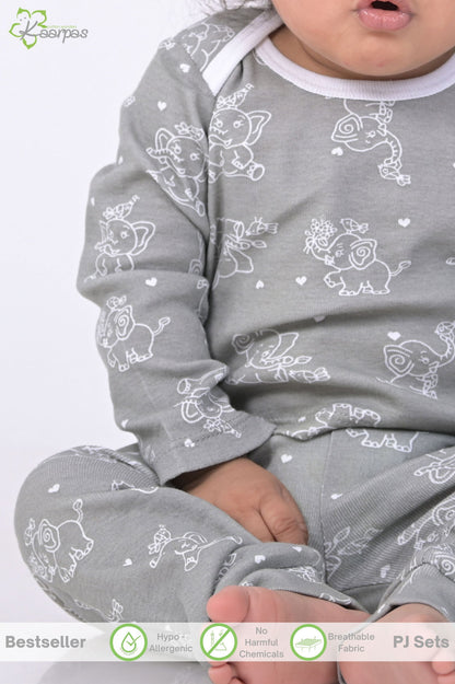 Kaarpas organic cotton 2 piece  baby PJ set with jumbo elephant - Tinycubs - 