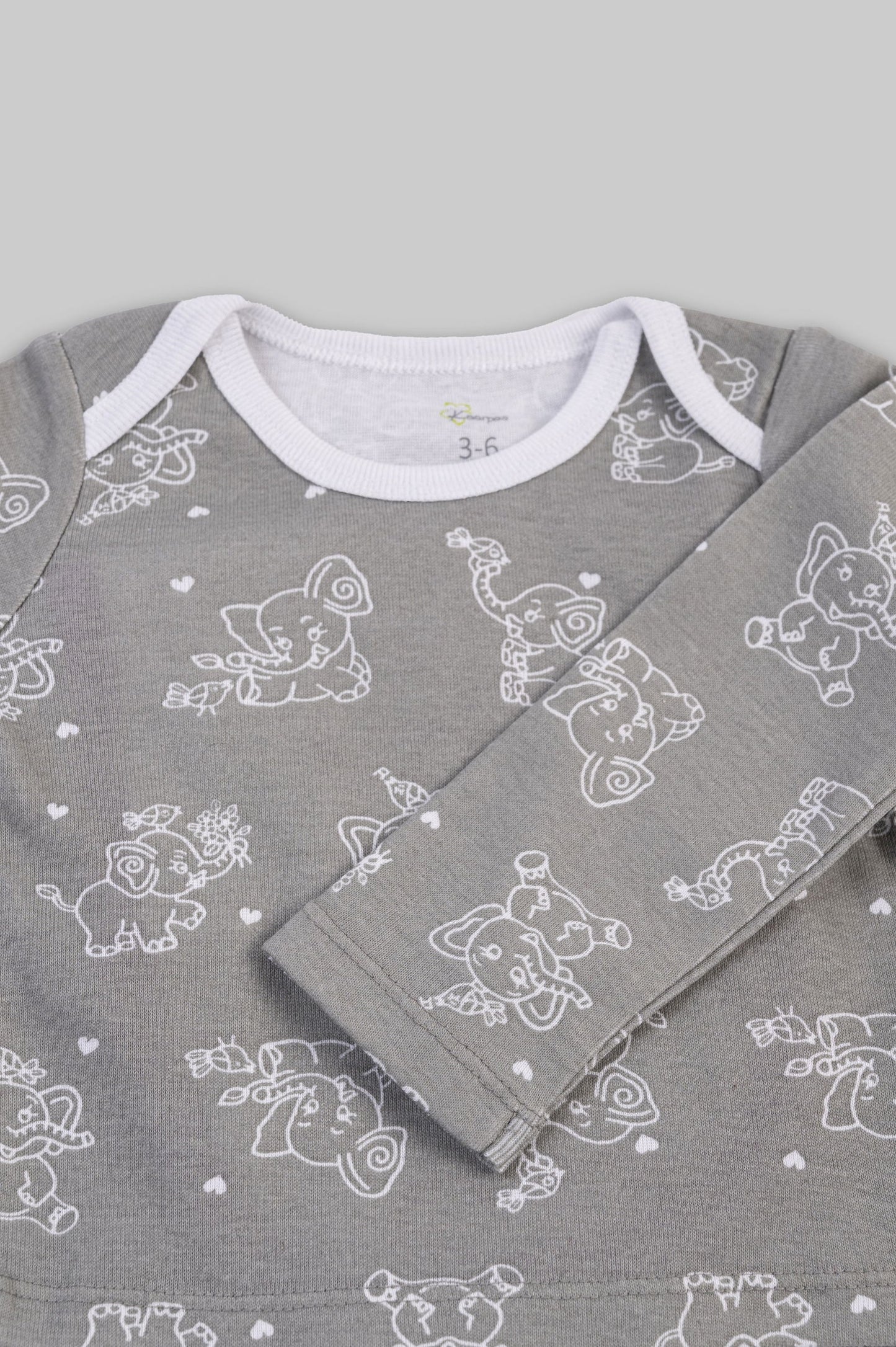 Kaarpas organic cotton 2 piece  baby PJ set with jumbo elephant - Tinycubs - 