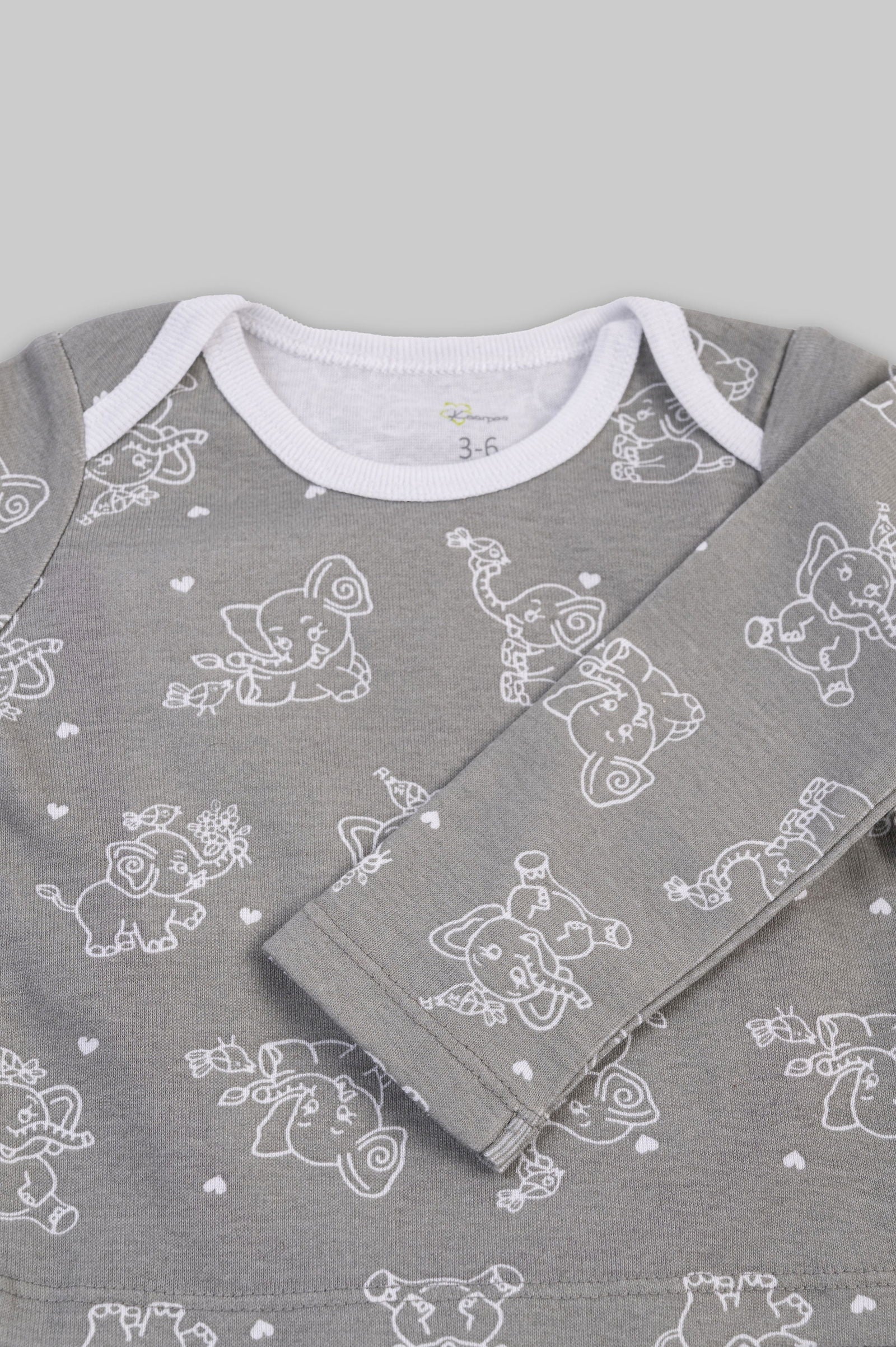 Kaarpas organic cotton 2 piece  baby PJ set with jumbo elephant - Tinycubs - 