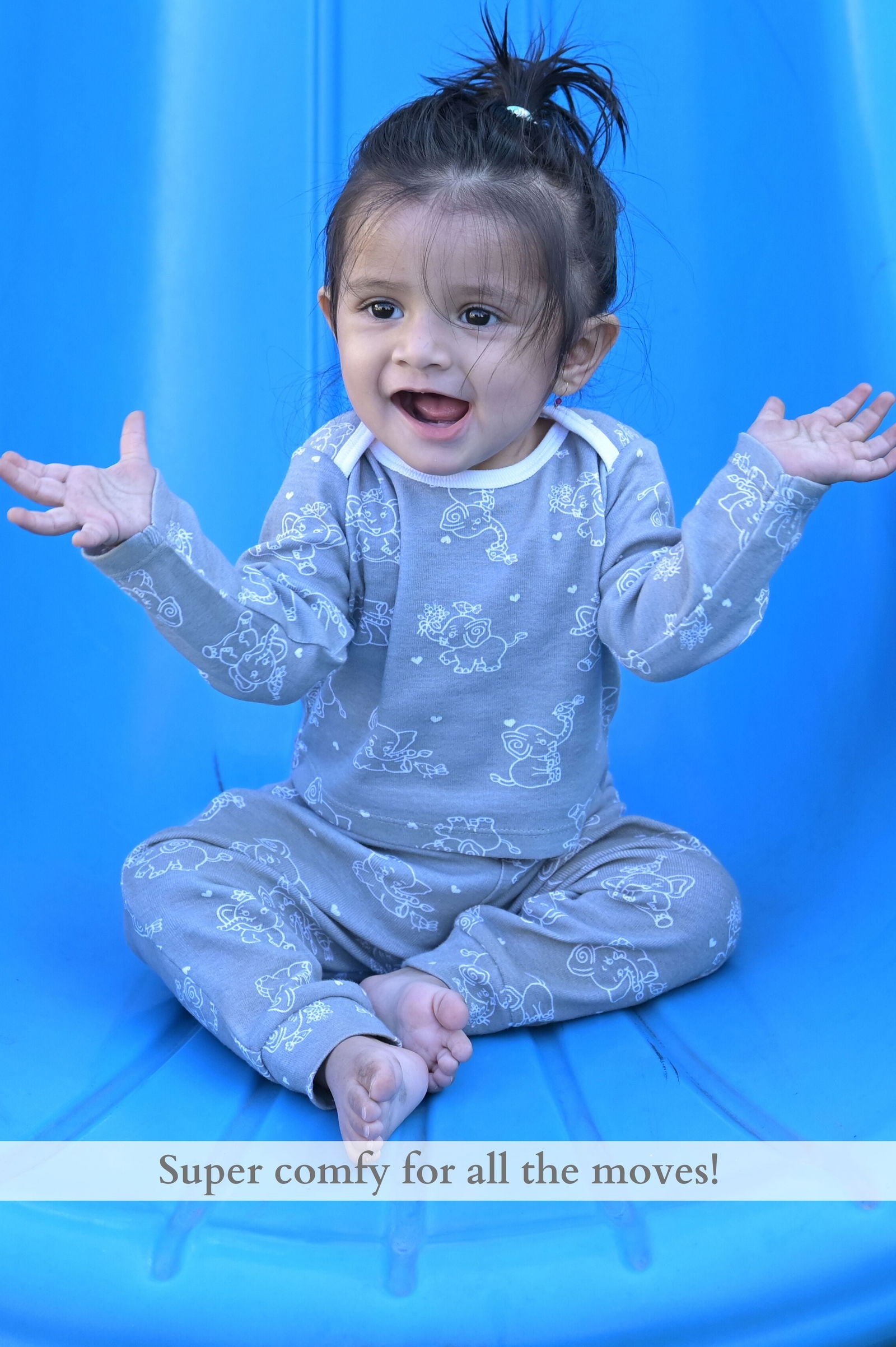 Kaarpas organic cotton 2 piece  baby PJ set with jumbo elephant - Tinycubs - 