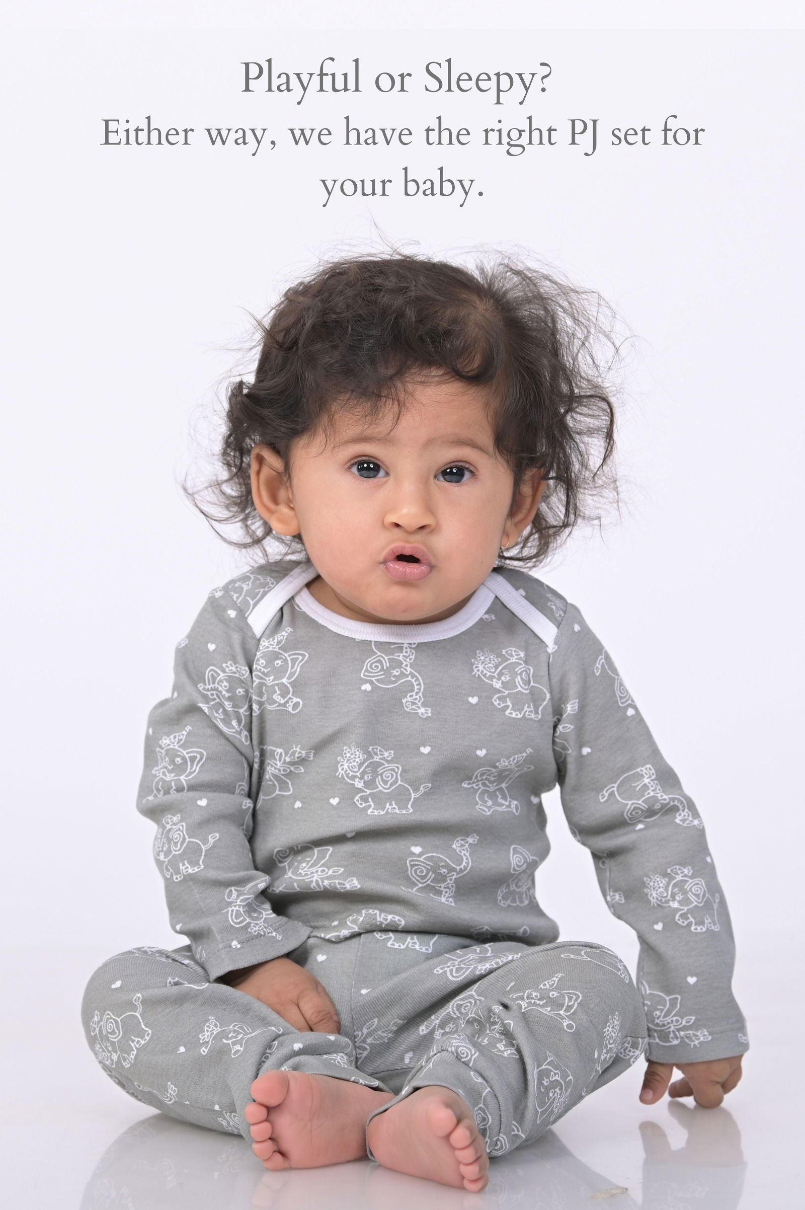 Kaarpas organic cotton 2 piece  baby PJ set with jumbo elephant - Tinycubs - 
