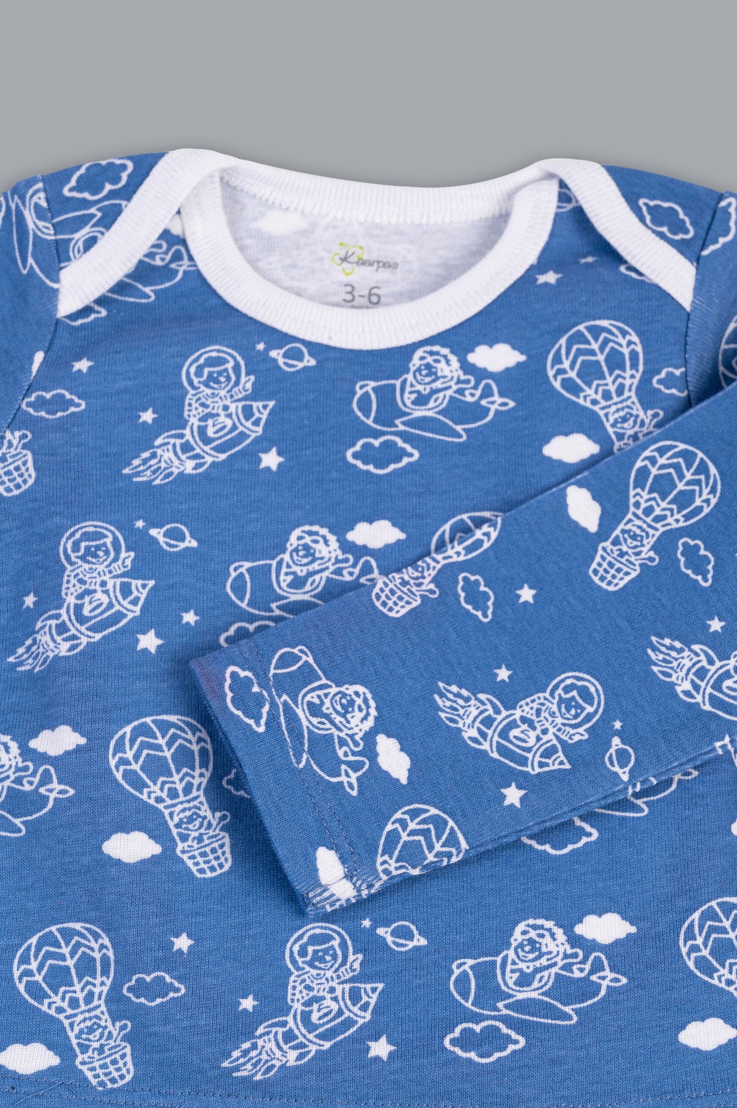 Kaarpas organic cotton 2 piece baby into the sky with parachute PJ set - Blue - Tinycubs - 