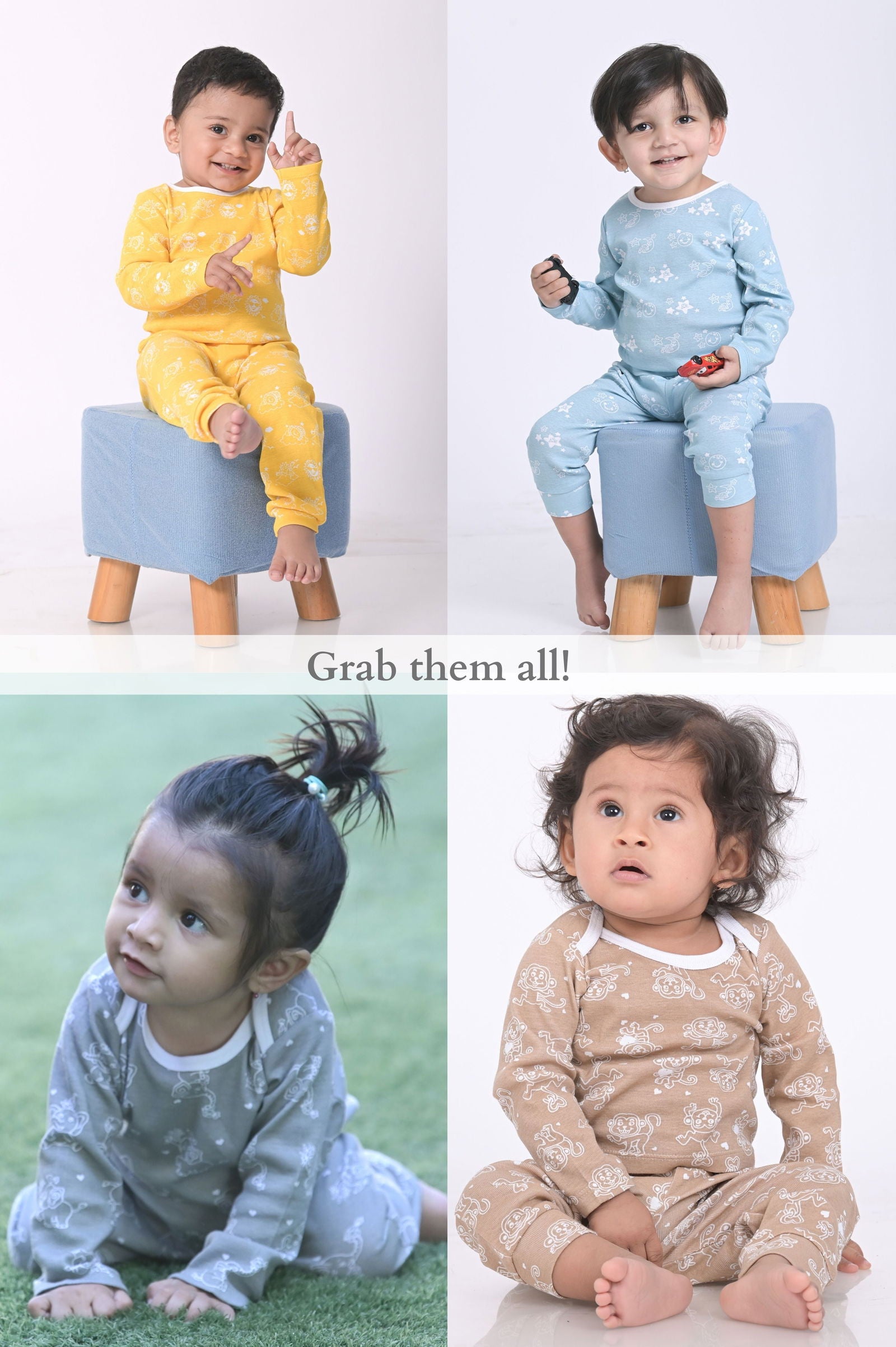 Kaarpas organic cotton 2 piece baby into the sky with parachute PJ set - Blue - Tinycubs - 