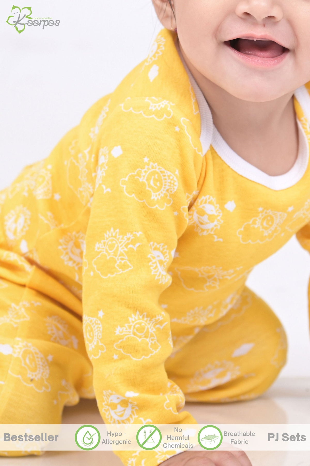 Kaarpsas organic cotton 2 piece baby PJ set with mighty sun - Tinycubs - 