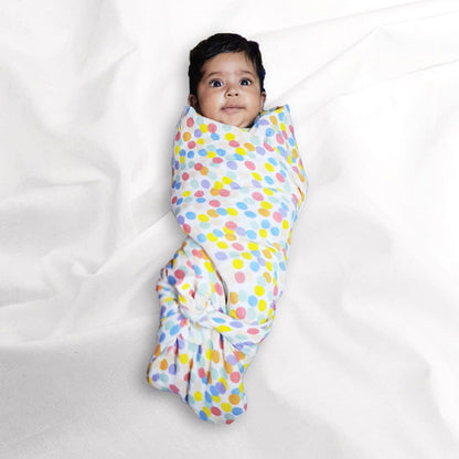Kindermum Organic Cotton Muslin Swaddle Blanket Large Size Set of 2 - Colorful Polka and Bear - Tinycubs - 