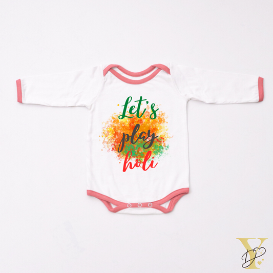 Let's Play Holi Bodysuit - red love (full sleeves) - Tinycubs - 