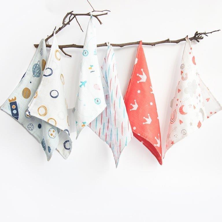 Lil Travellers- Organic Muslin Wipes (Set Of 6) - Tinycubs - 