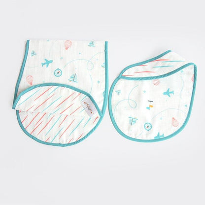 Lil Travellers - Reversible Bib & Burpy Cloth Set - Tinycubs - 