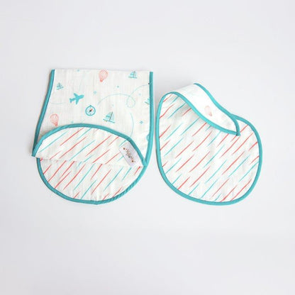 Lil Travellers - Reversible Bib & Burpy Cloth Set - Tinycubs - 