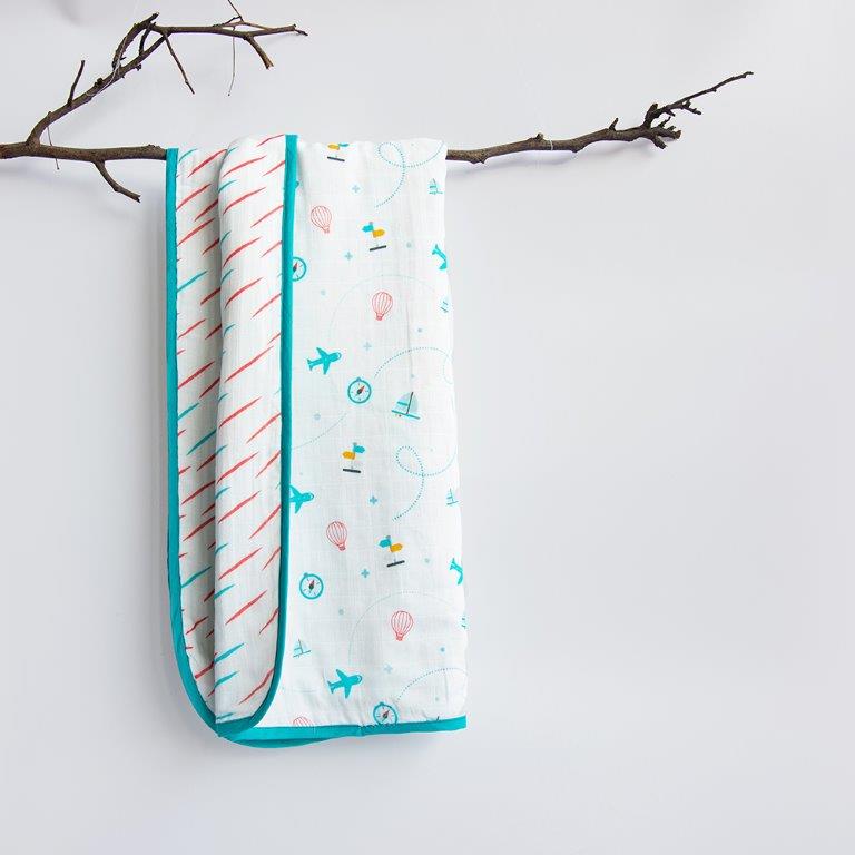 Lil Travellers - Reversible Muslin Blanket - Tinycubs - 