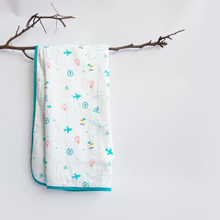 Lil Travellers - Reversible Muslin Blanket - Tinycubs - 