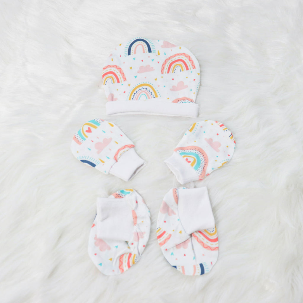 Look for Rainbows - Cotton Cap, Mittens & Booties Set - Tinycubs - 