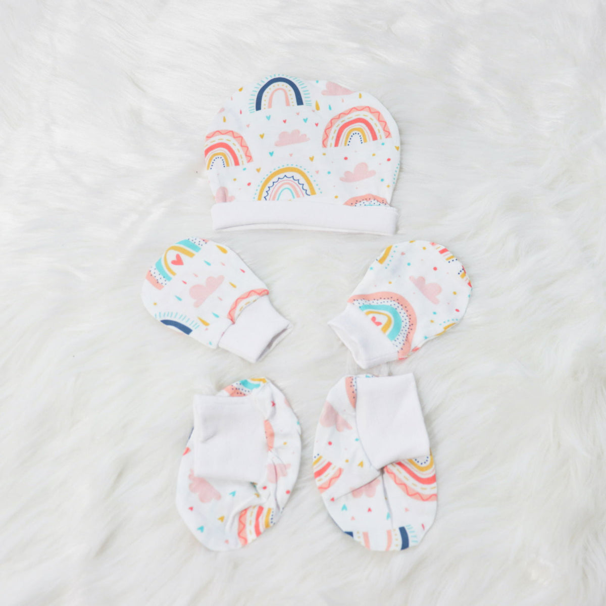 Look for Rainbows - Cotton Cap, Mittens & Booties Set - Tinycubs - 