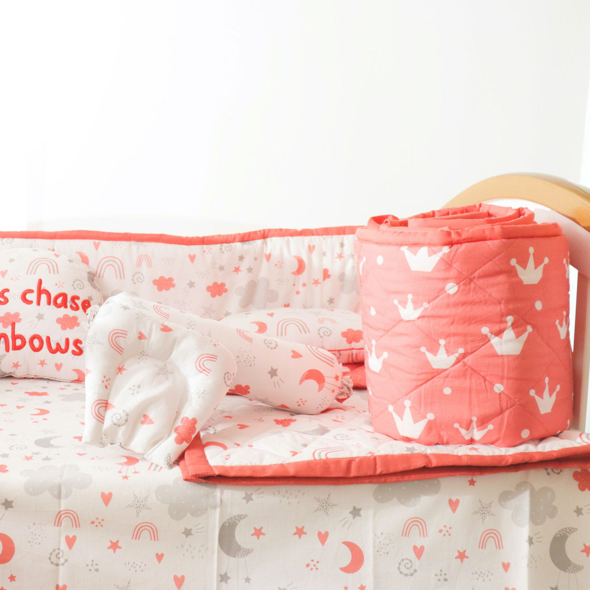 Magical Rainbows - Quilted Cot Bumper - Tinycubs - 