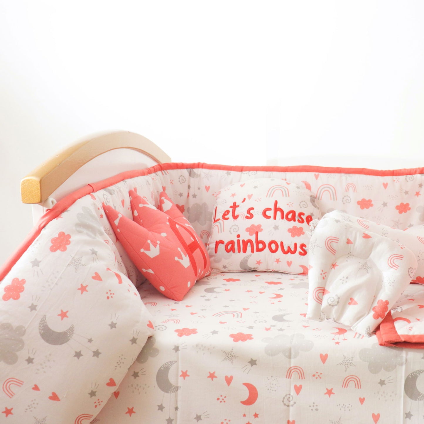 Magical Rainbows - Quilted Cot Bumper - Tinycubs - 
