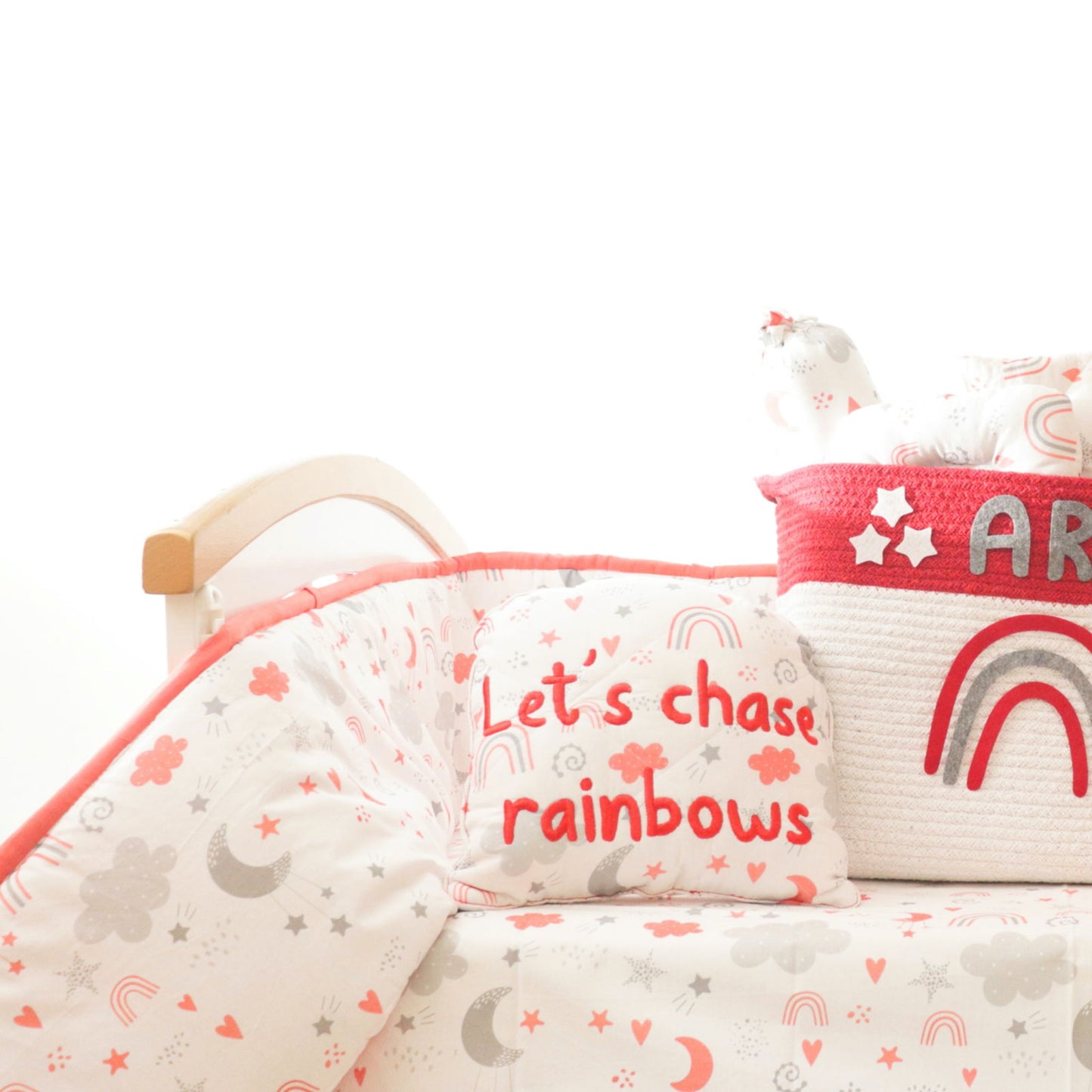 Magical Rainbows - Quilted Cot Bumper - Tinycubs - 