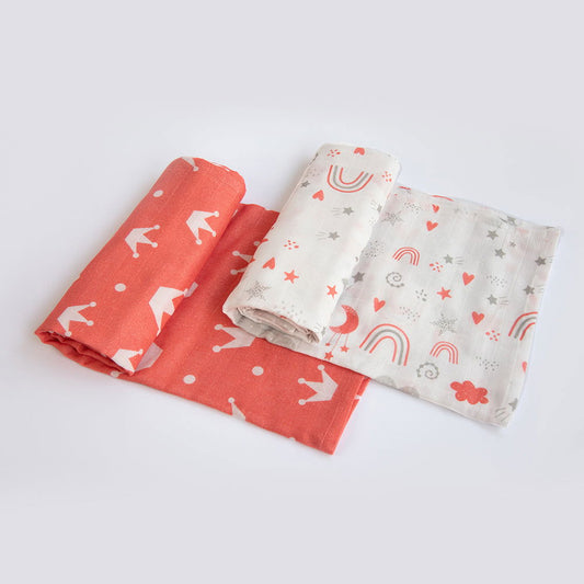 Magical Rainbows & Crowns - Organic Luxury Swaddles Set - Tinycubs - 