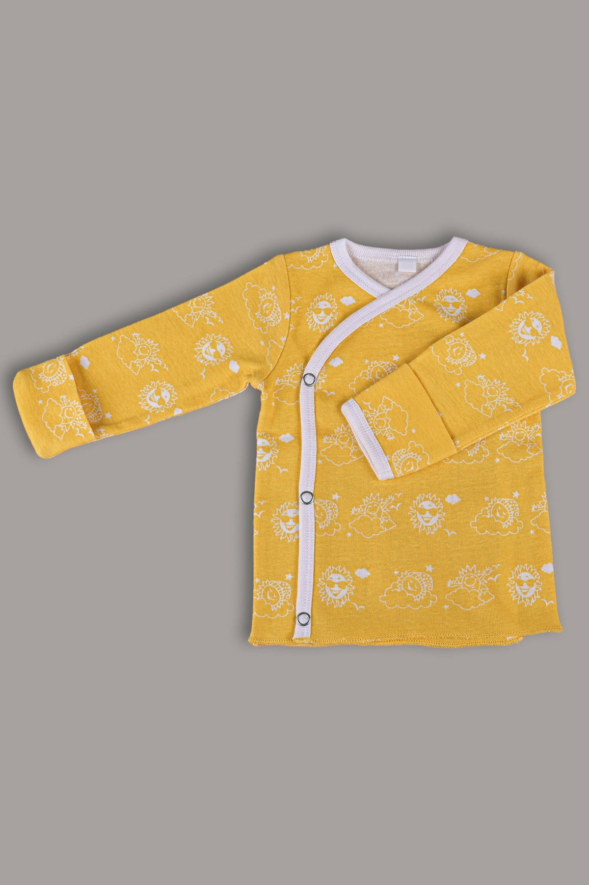 Mighty Sun front open side snap full sleeves T-shirt - Yellow - Tinycubs - 