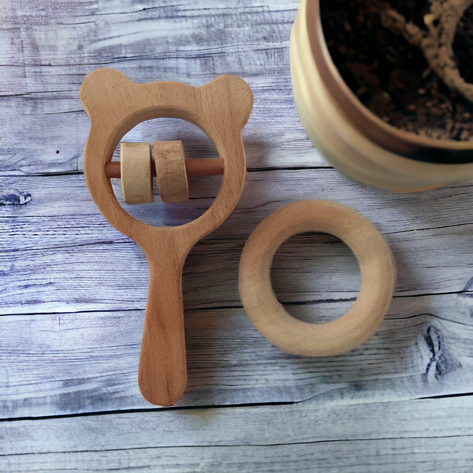 Most Loved Neem Rattle & Teether - Mickey Head & Ring Shapes - Tinycubs - 