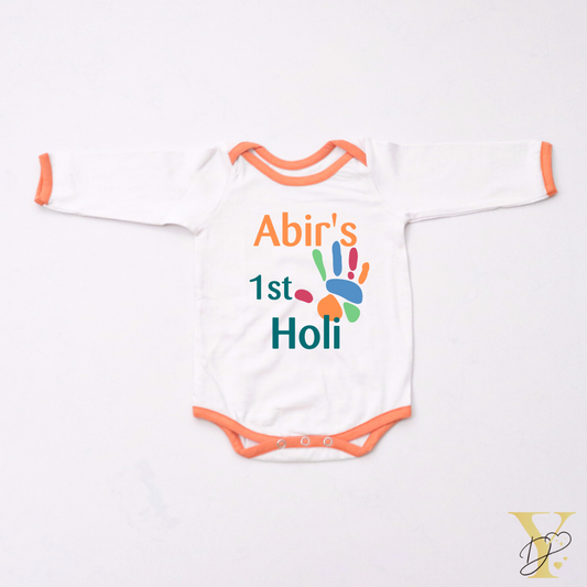 My First Holi Bodysuit (orange love) - Tinycubs - 