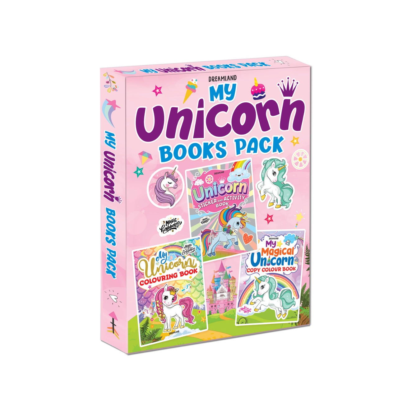 My Unicorn Books Pack - Unicorn Sticker and Activity Book, Copy Colour and Colouring Books - Tinycubs - 