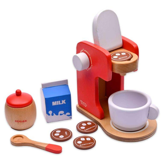 NESTA TOYS - Coffee Maker Toy | Wooden Kitchen Toy Red (Red) - Tinycubs - 