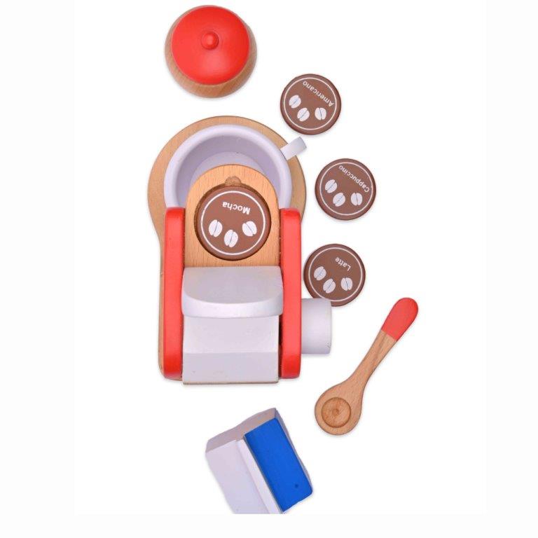 NESTA TOYS - Coffee Maker Toy | Wooden Kitchen Toy Red (Red) - Tinycubs - 