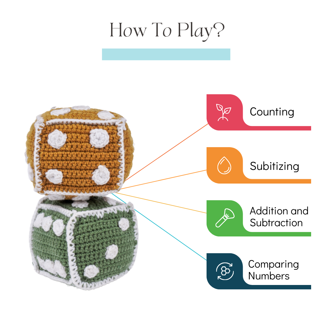 NESTA TOYS - Crochet Dice | Early Math Toy (2 Pcs) - Tinycubs - 