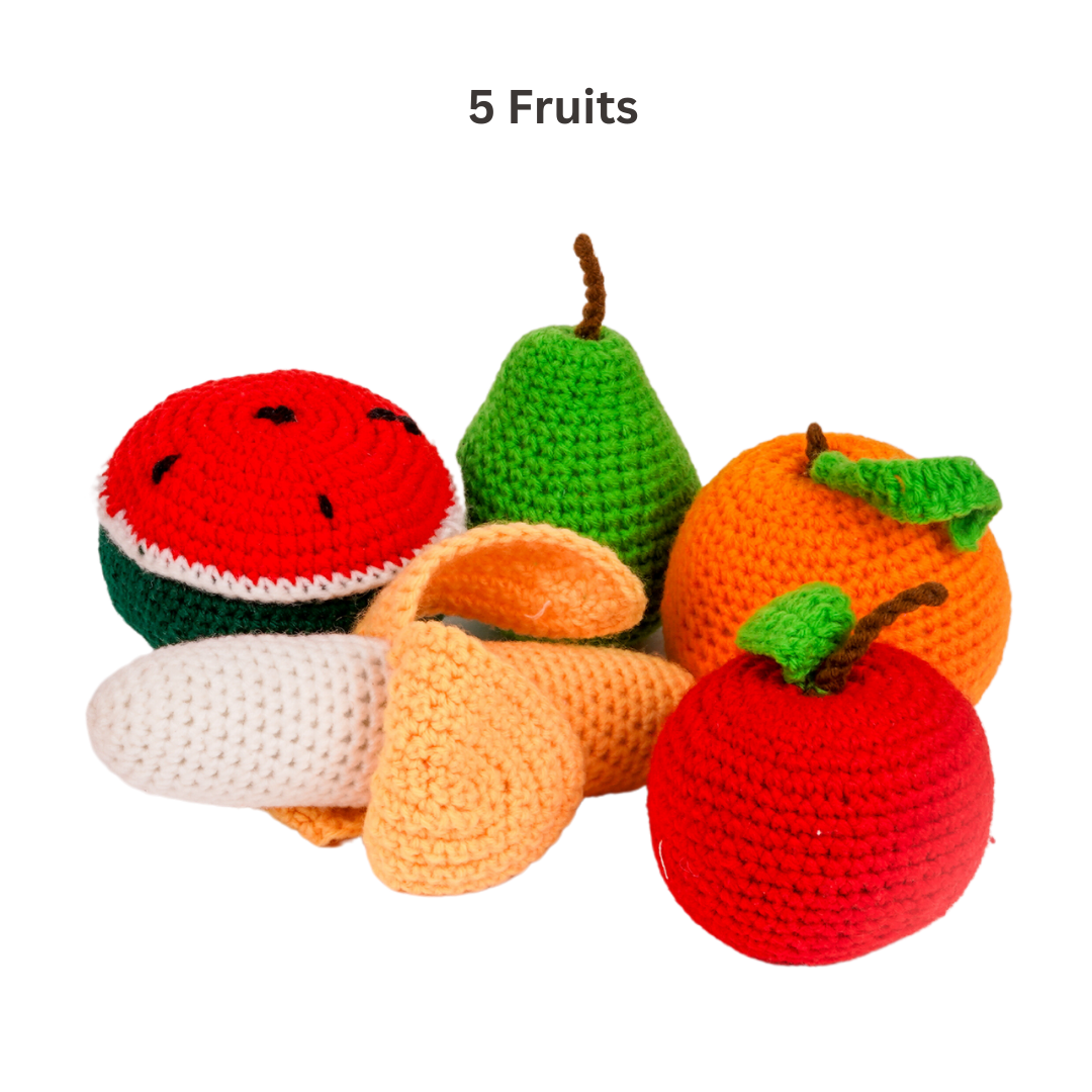 NESTA TOYS - Crochet Fruits & Vegetable Toys | Play Food for Kids (10 Pcs) - Tinycubs - 