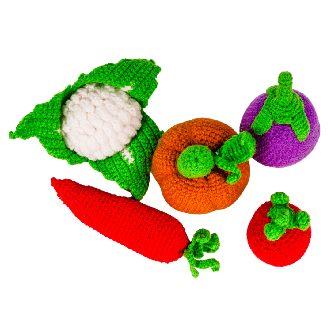 NESTA TOYS - Crochet Vegetable Toys | Play Food for Kids (5 Pcs) - Tinycubs - 