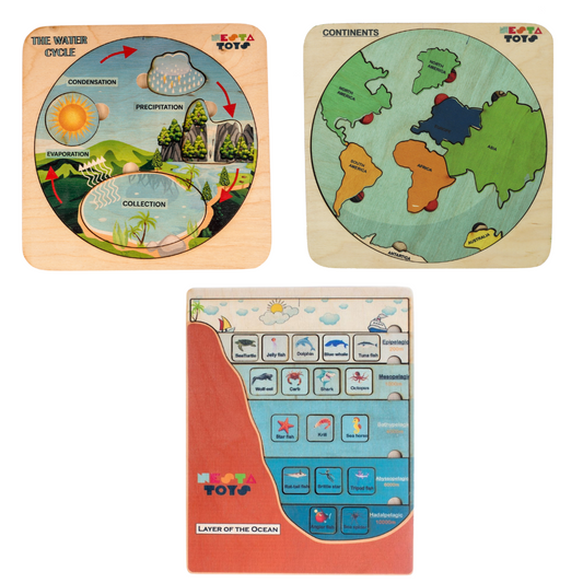 NESTA TOYS - Geography Lover Puzzle Combo - Earth Core, Water Cycle & Ocean Layer Puzzle - Tinycubs - 