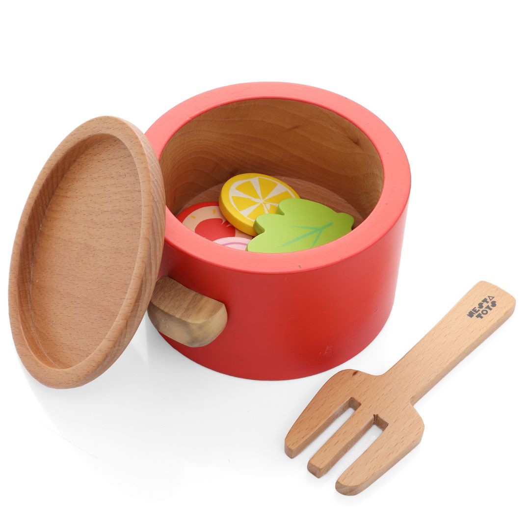 NESTA TOYS - Kitchen Play Set | Beech Wood Cooking Set (9 Pcs) - Tinycubs - 