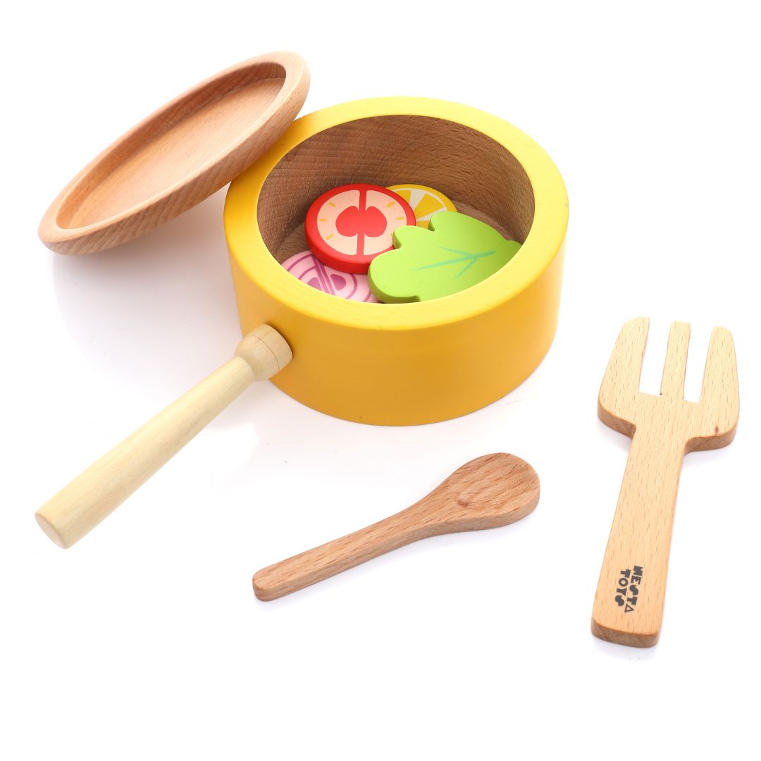 NESTA TOYS - Kitchen Play Set | Beech Wood Cooking Set (9 Pcs) - Tinycubs - 